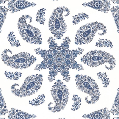 Thibaut East India Wallpaper in Blue & White